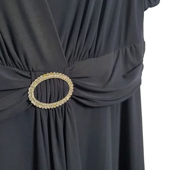 R&M Richards Size 20W Dress Pullover Stretch Fluid Jersey Midi Crystal Navy - Picture 11 of 11